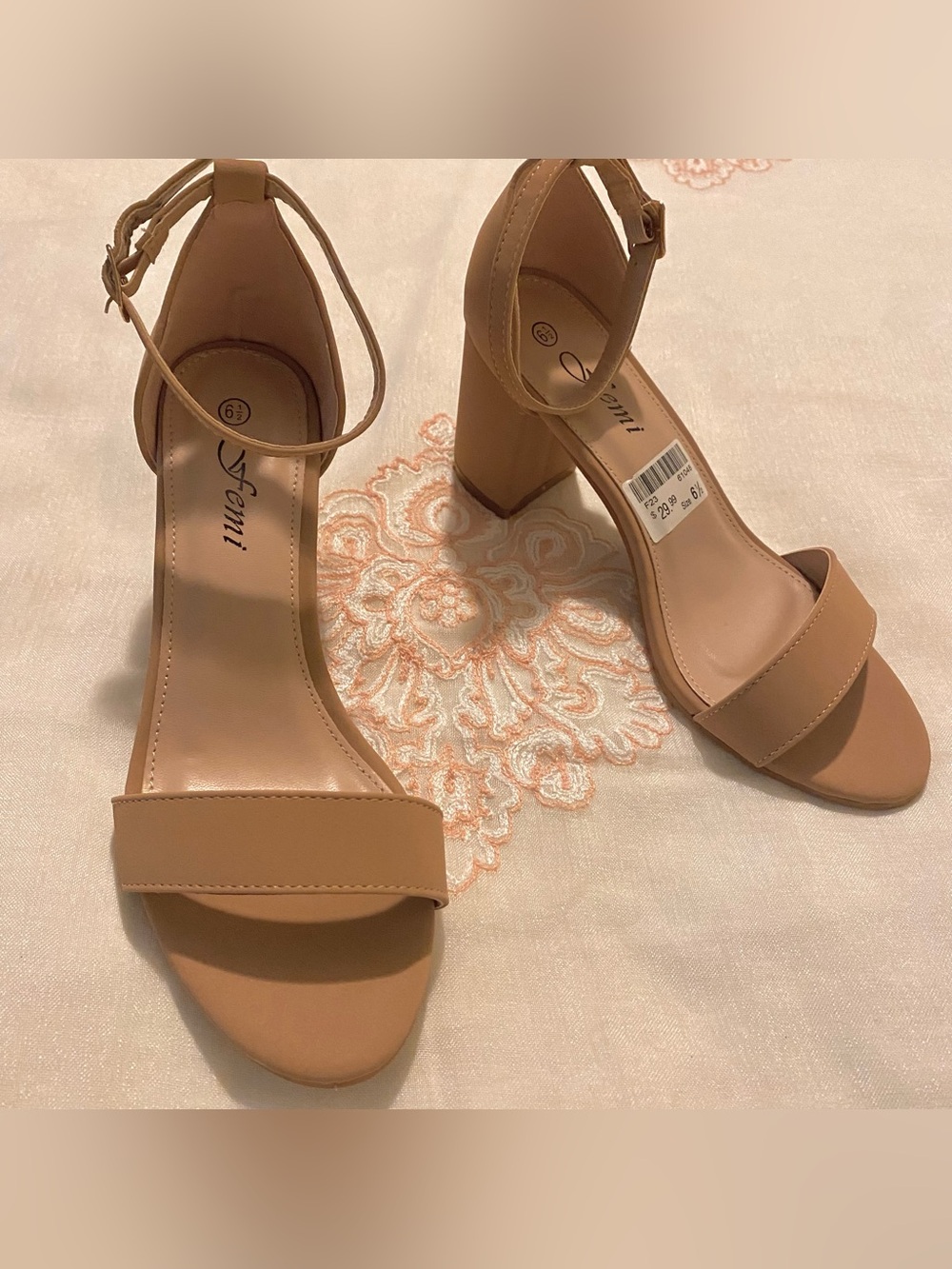 Women's size 6.5 nude ankle strap heel